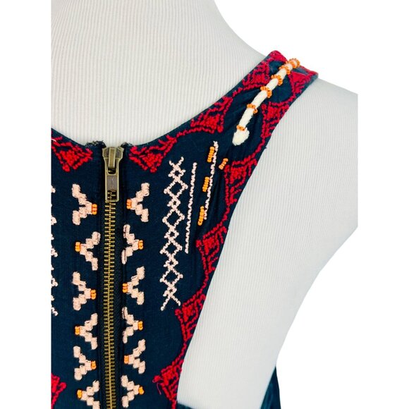 VINTAGE Free People Black Boho Embroidered Dress • Tassel Cutout Back Y2K Hippie - Picture 13 of 16